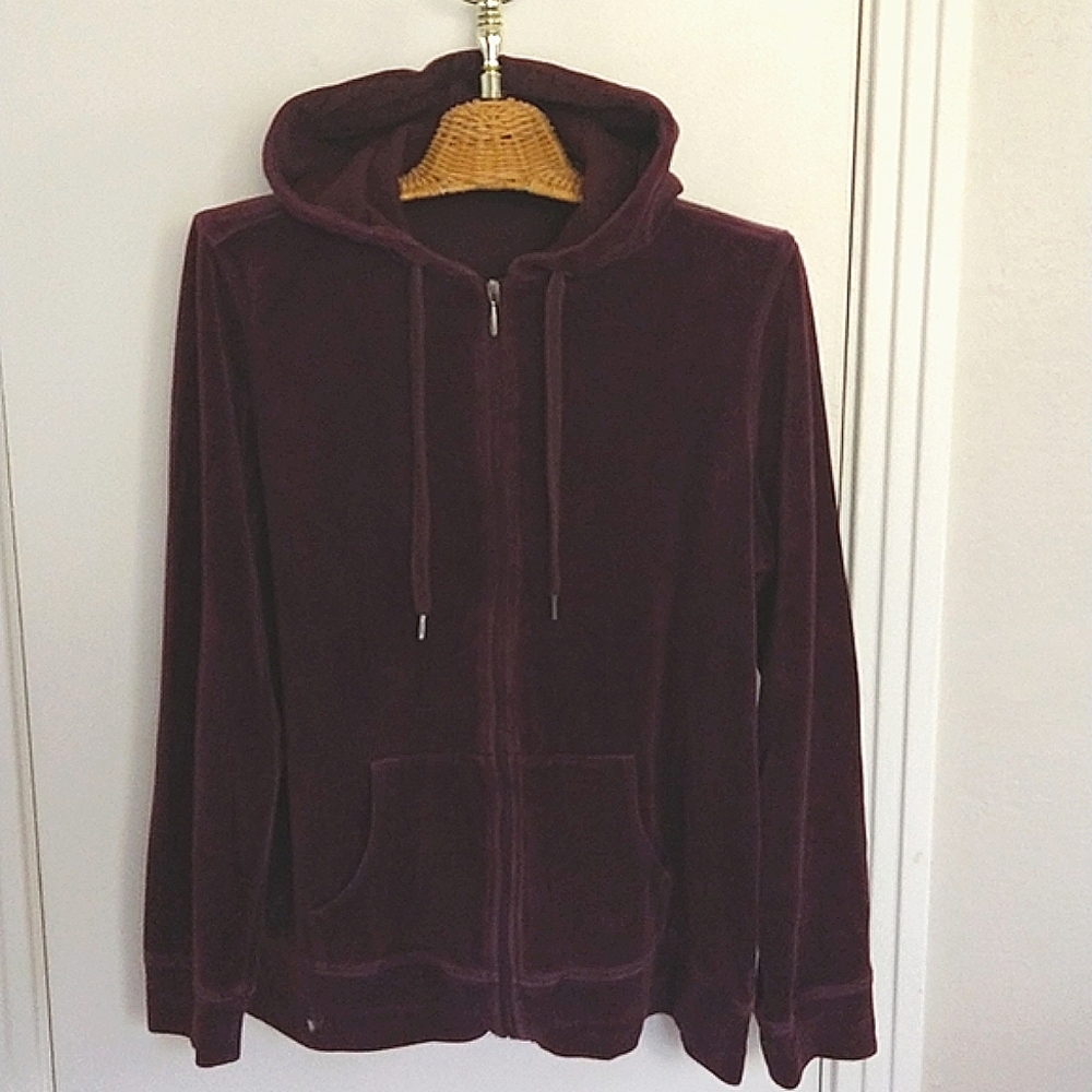 Eddie Bauer Plum Velour Zip Hoodie Sz L